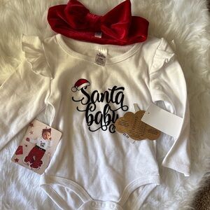 Little Wonders Festive White and Red Bodysuit